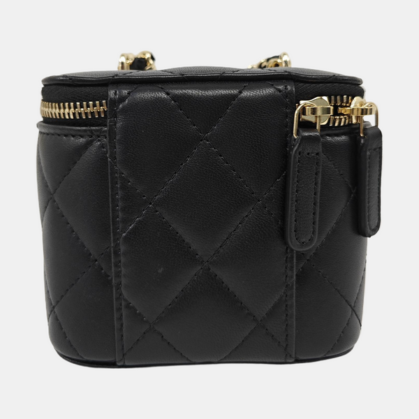 VANITY CASE Mini Quilted Lambskin Black