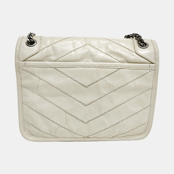 NIKI Small Chevron Calfskin White