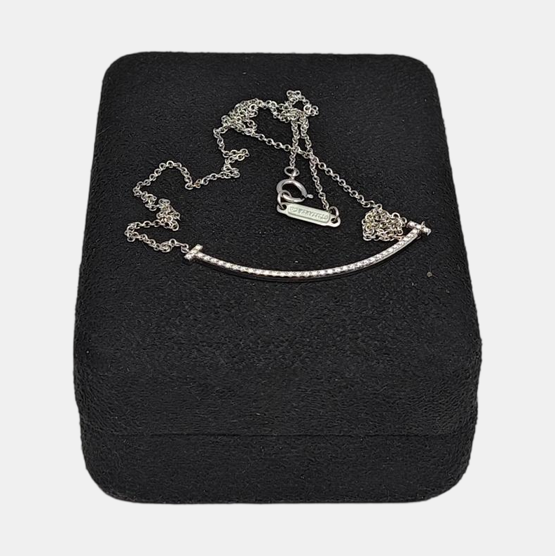 Tiffany T 18k White Gold Silver Necklace