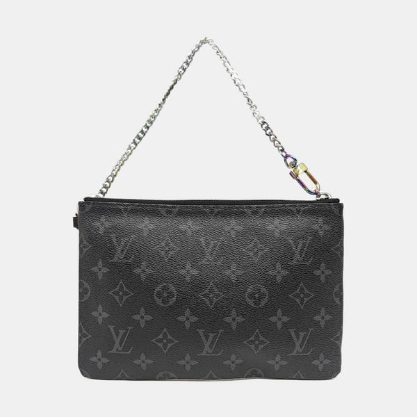 Monogram Coated Canvas Clutch Black