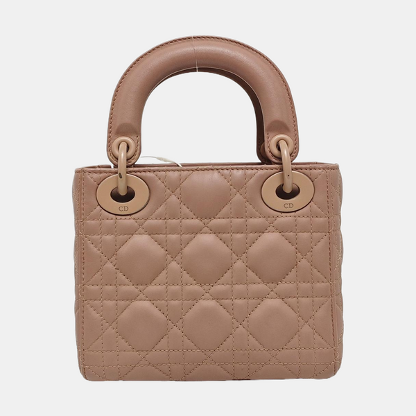 Lady Dior Mini Cannage Calfskin Beige