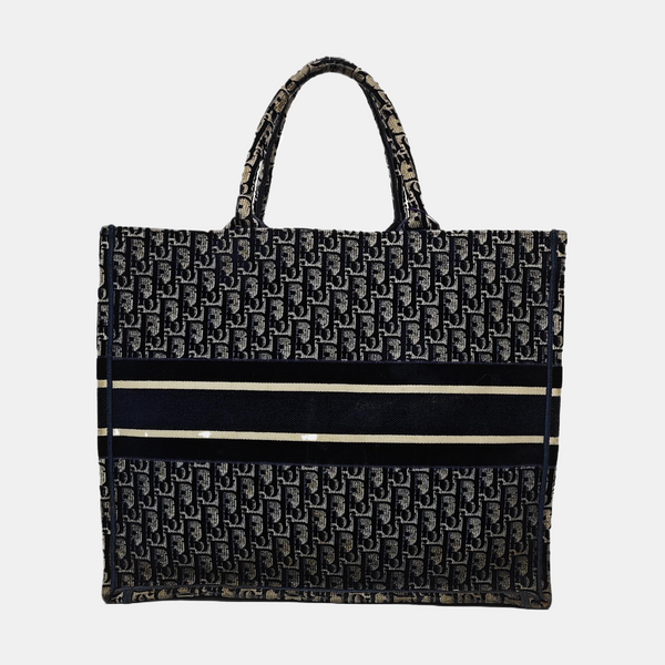 Book Tote Large Oblique Velvet Blue