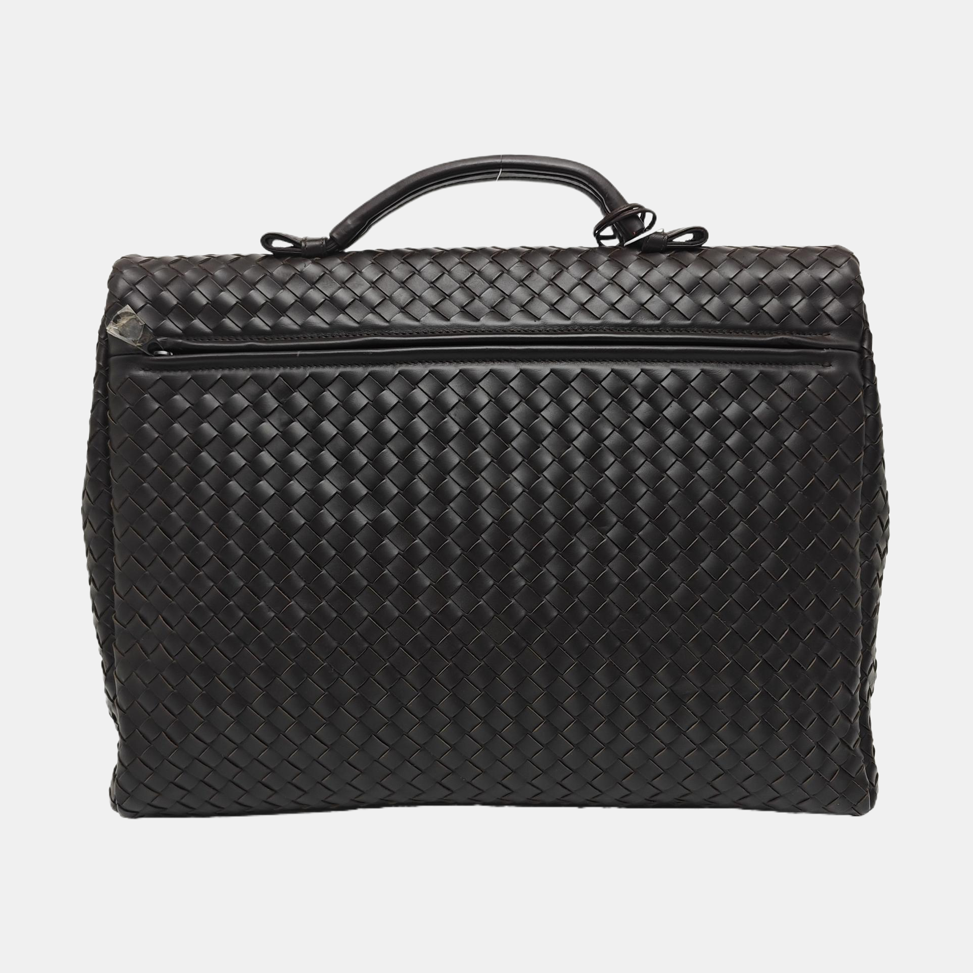 Calfskin Top Handle Bag Brown