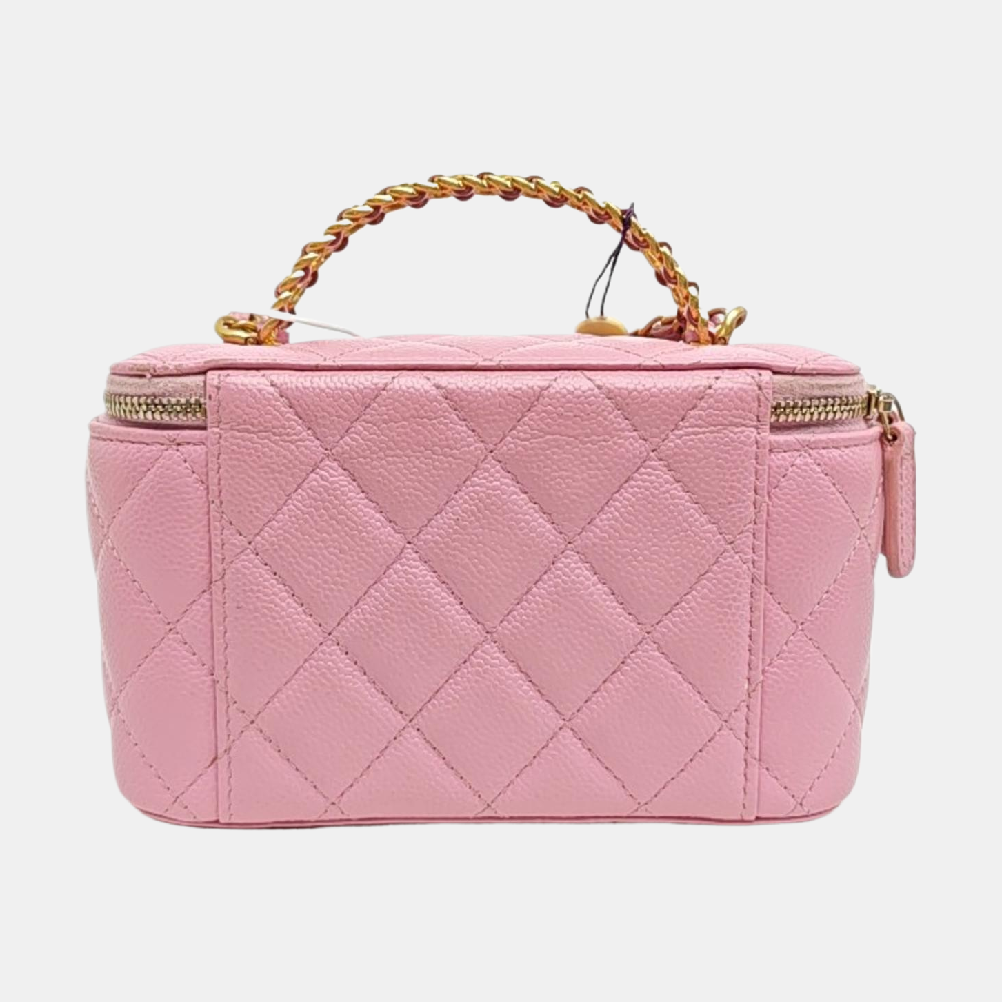 Quilted Grained Calfskin Shoulder Bag Pink