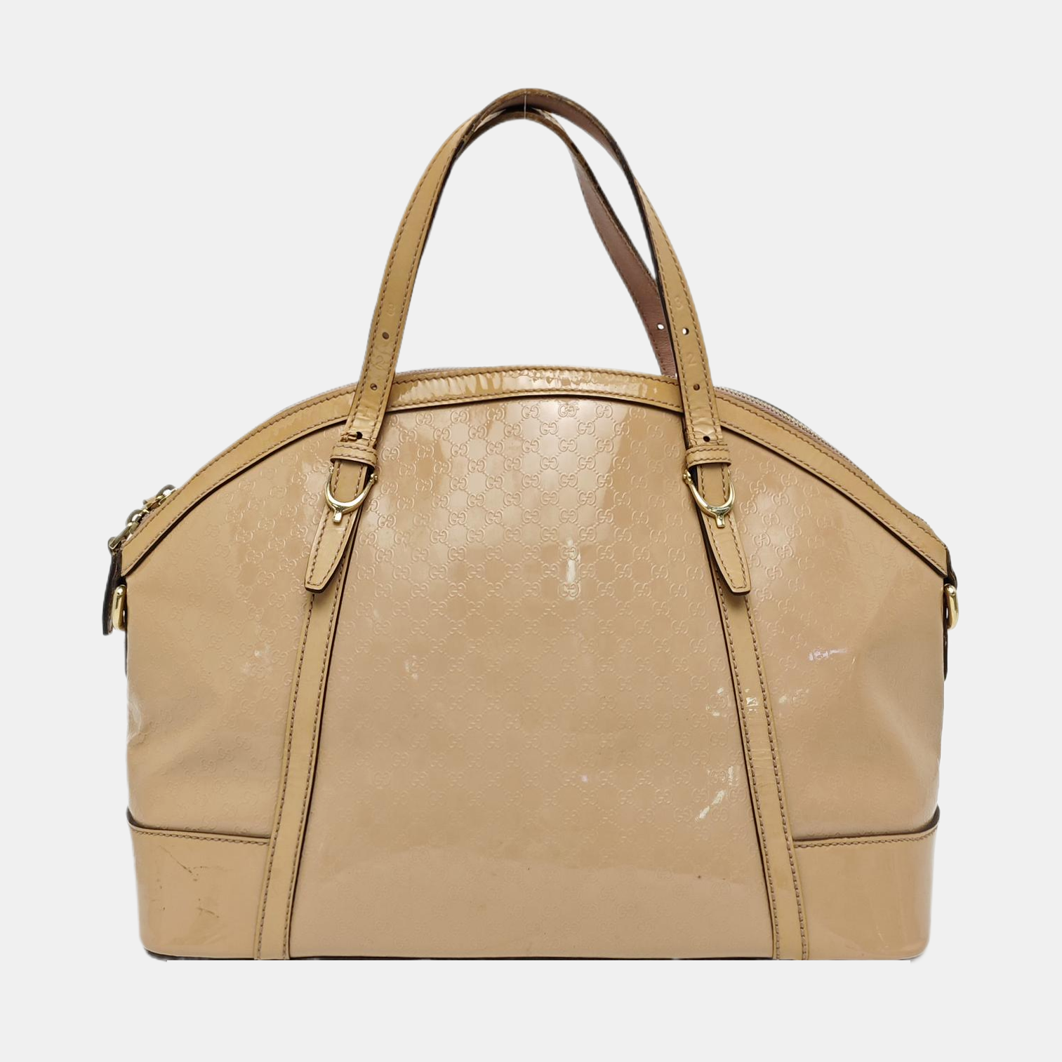 Monogram Patent Leather Shoulder Bag Beige