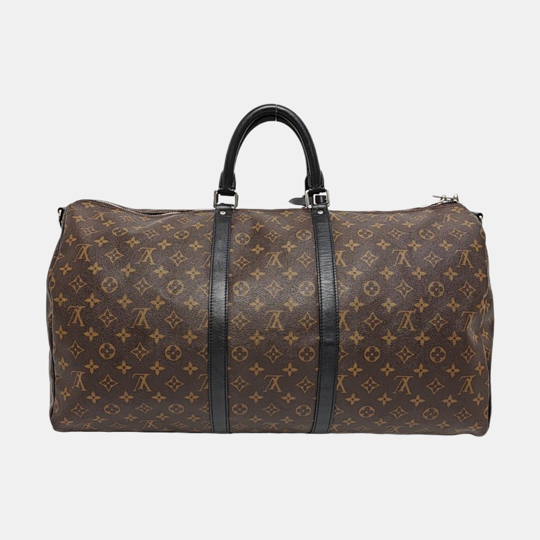 KEEPALL 55 Monogram Coated Canvas Brown