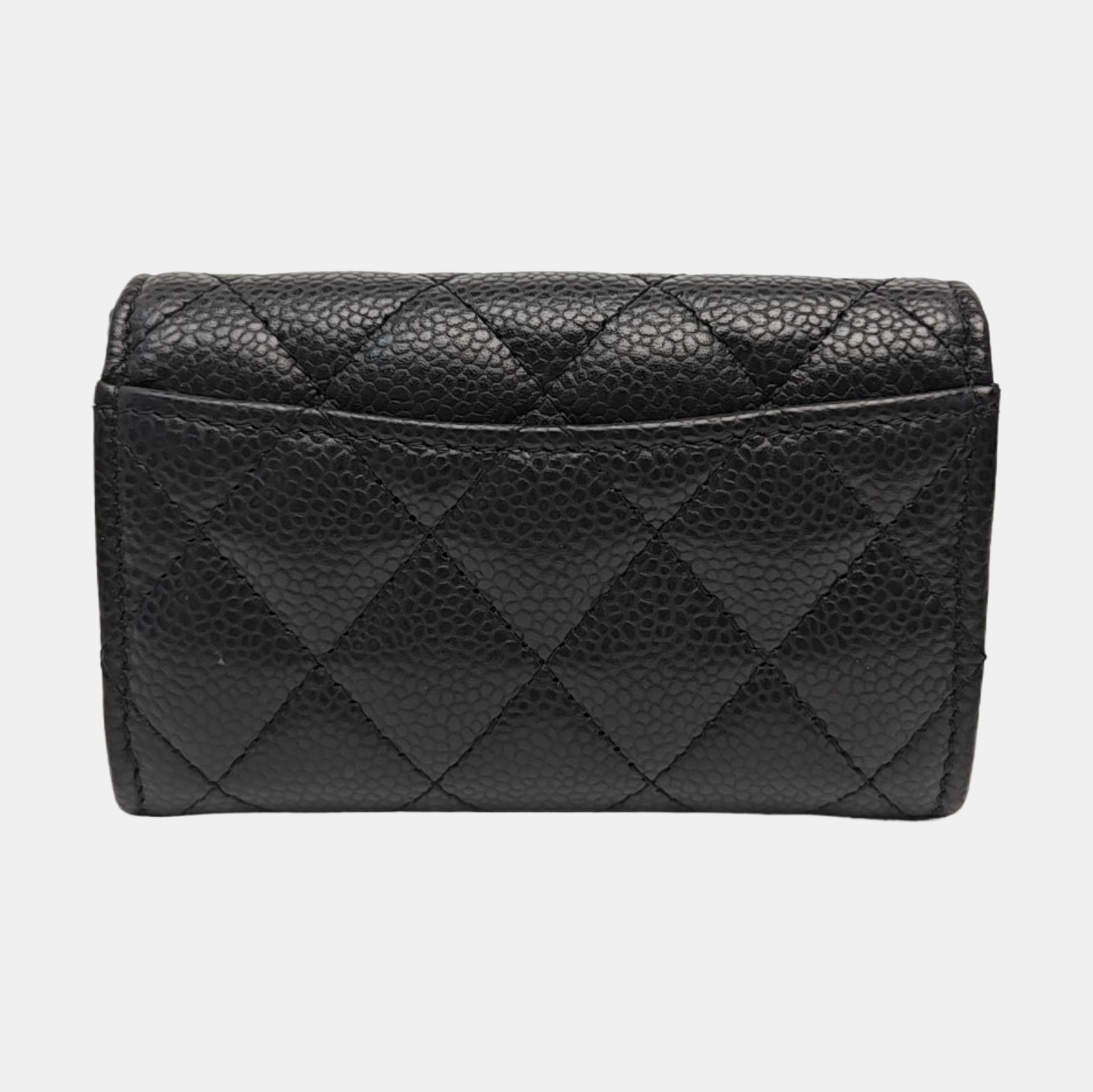 CLASSIC FLAP Quilted Grained Calfskin Black Card Holder