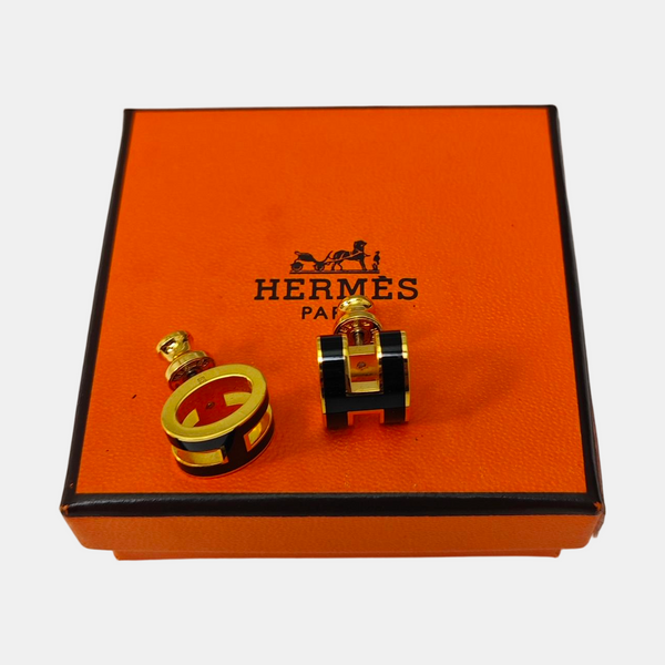 Pop H Metal Black Stud Earrings