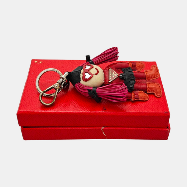 Leather Bag Charm Red