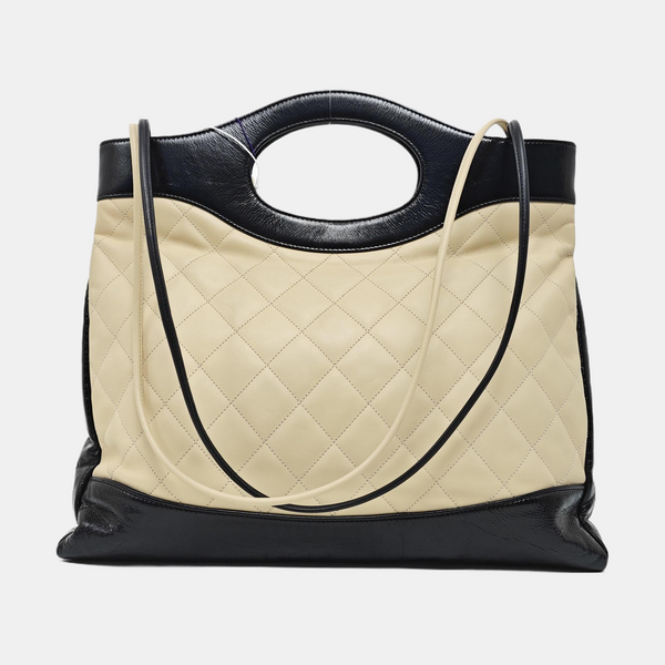 CHANEL 31 Large Quilted Calfskin Beige