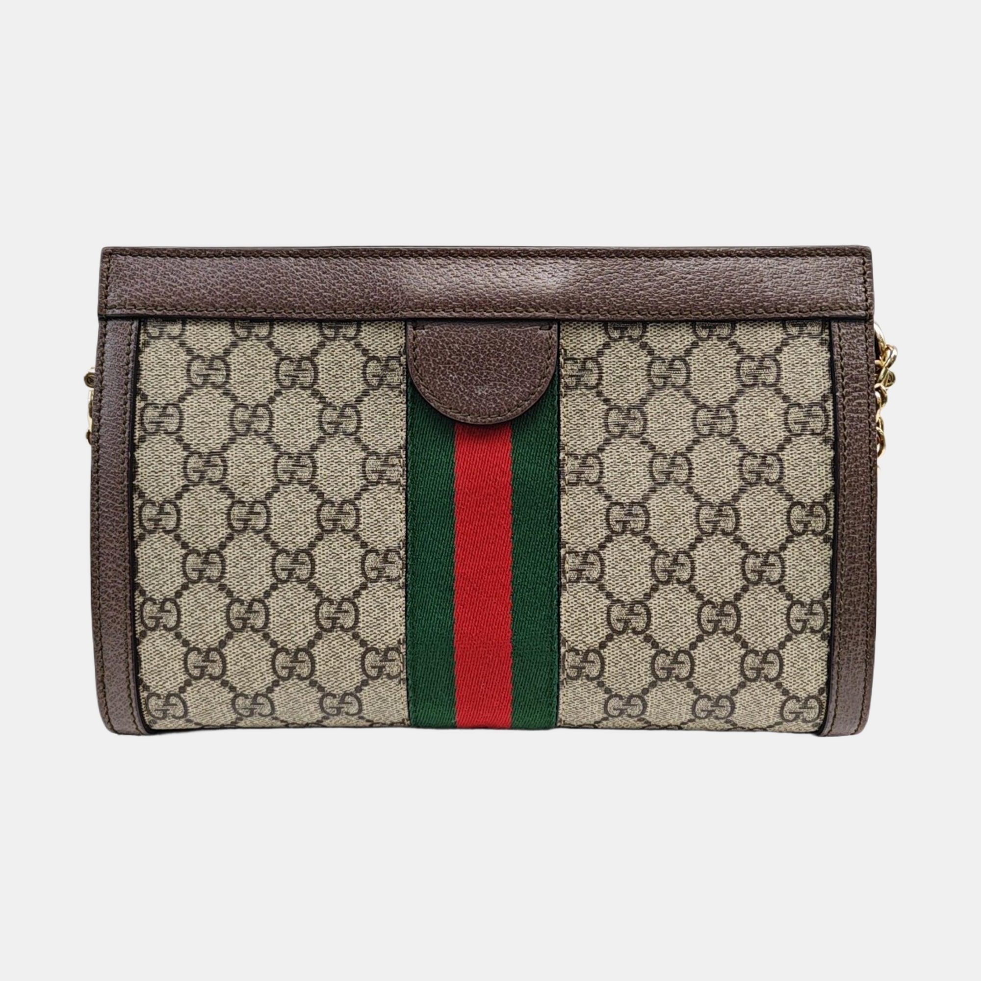 Ophidia Small Monogram Coated Canvas Beige