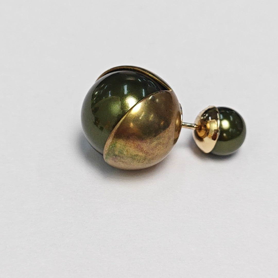 Metal Green Stud Earrings