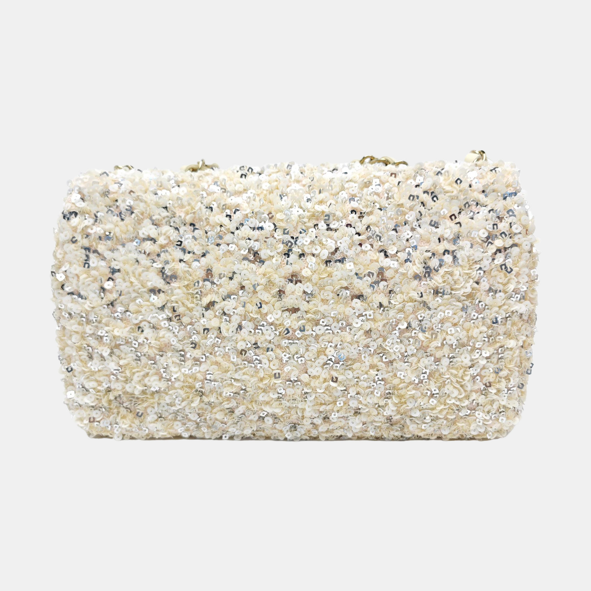 Sequins Shoulder Bag Beige