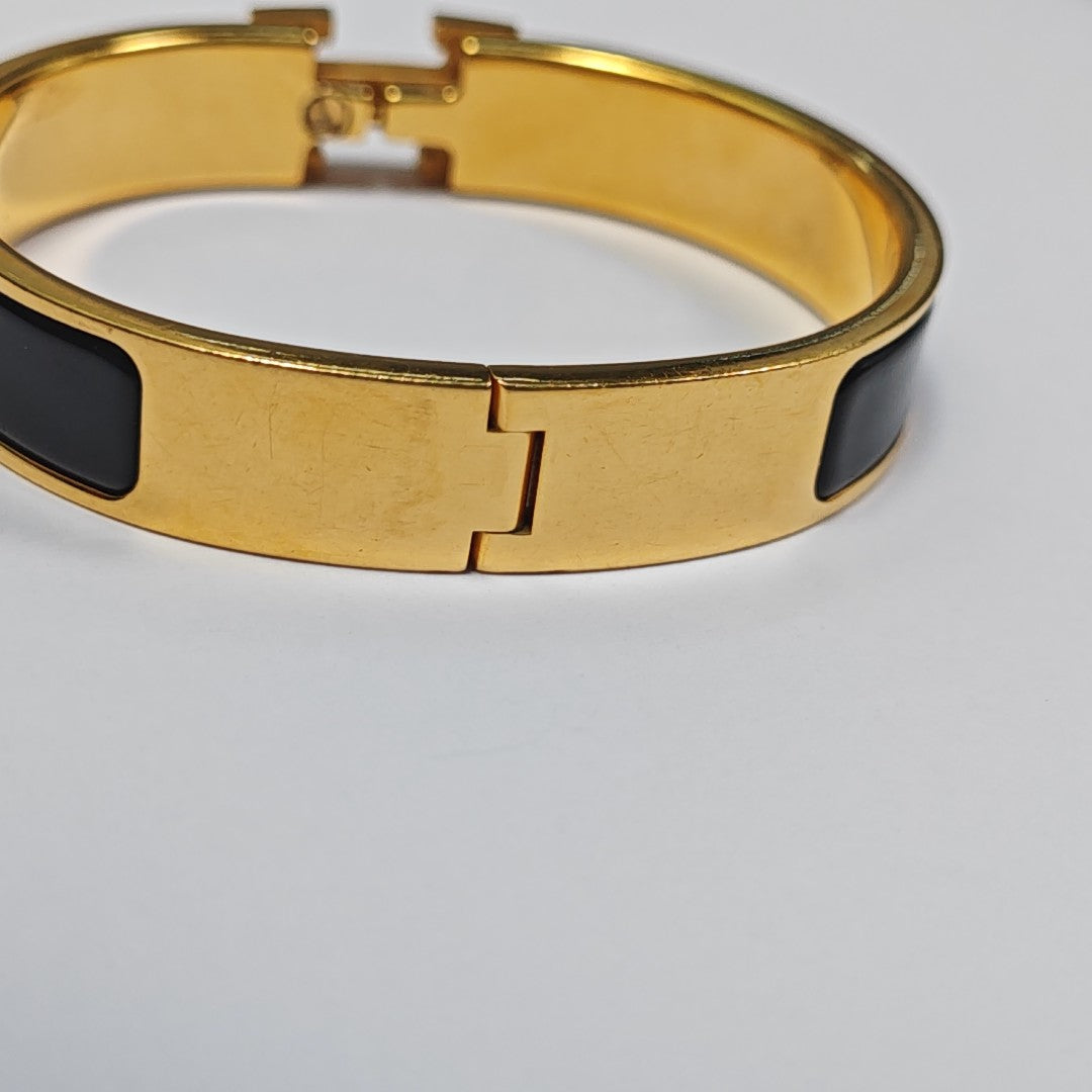 Clic H Metal Black Bangle