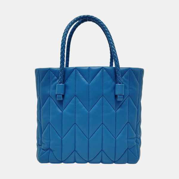 Bow Tote Small Quilted Lambskin Blue