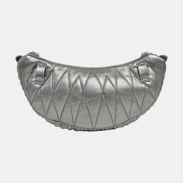 Two-Tone Waist Bag Quilted Lambskin Silver