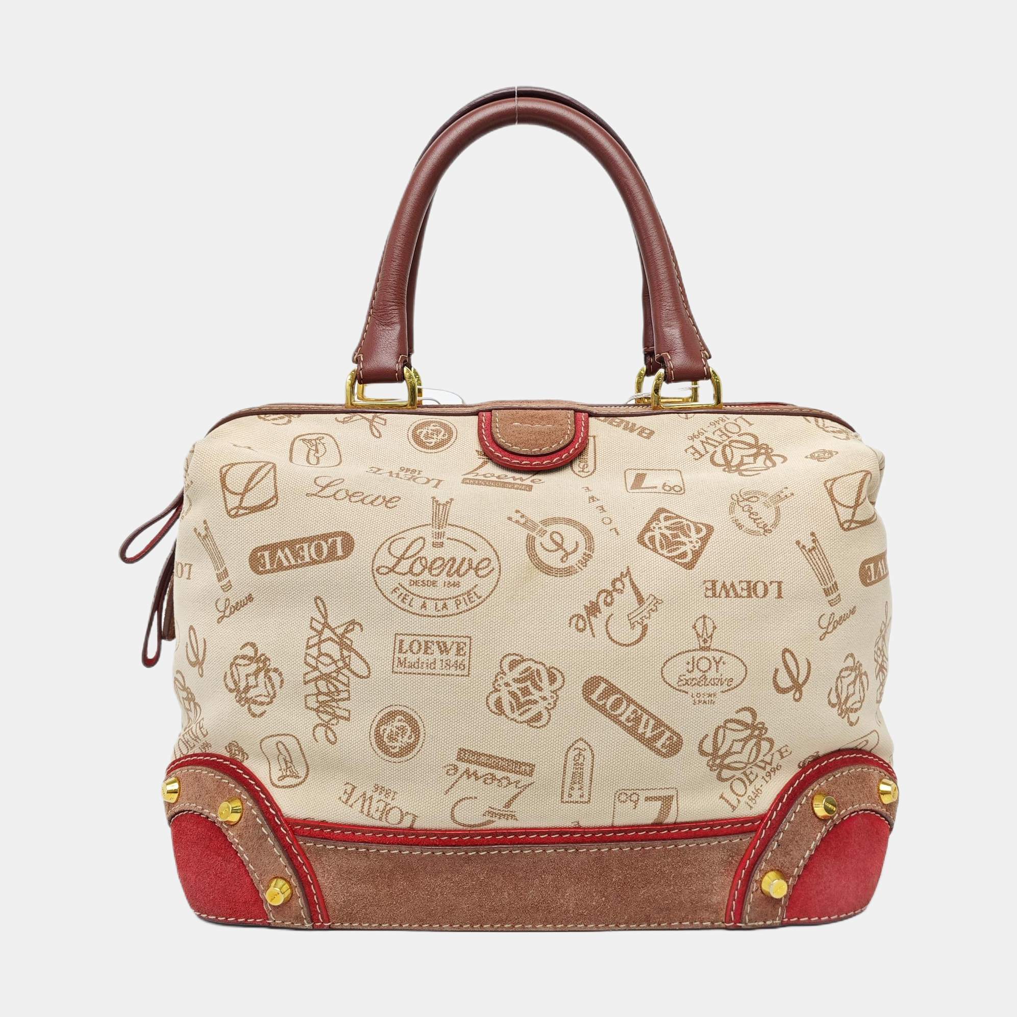 Nylon Top Handle Bag Beige
