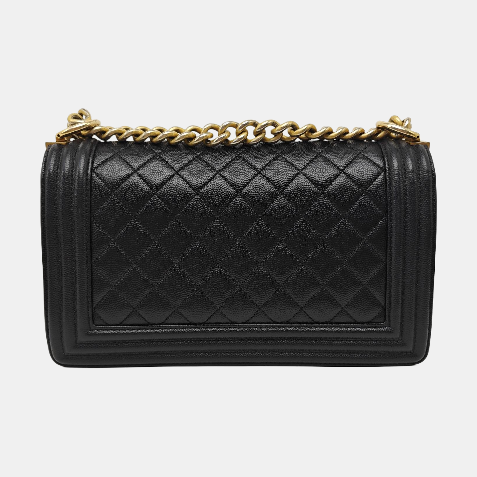 BOY CHANEL Medium Quilted Grained Calfskin Black