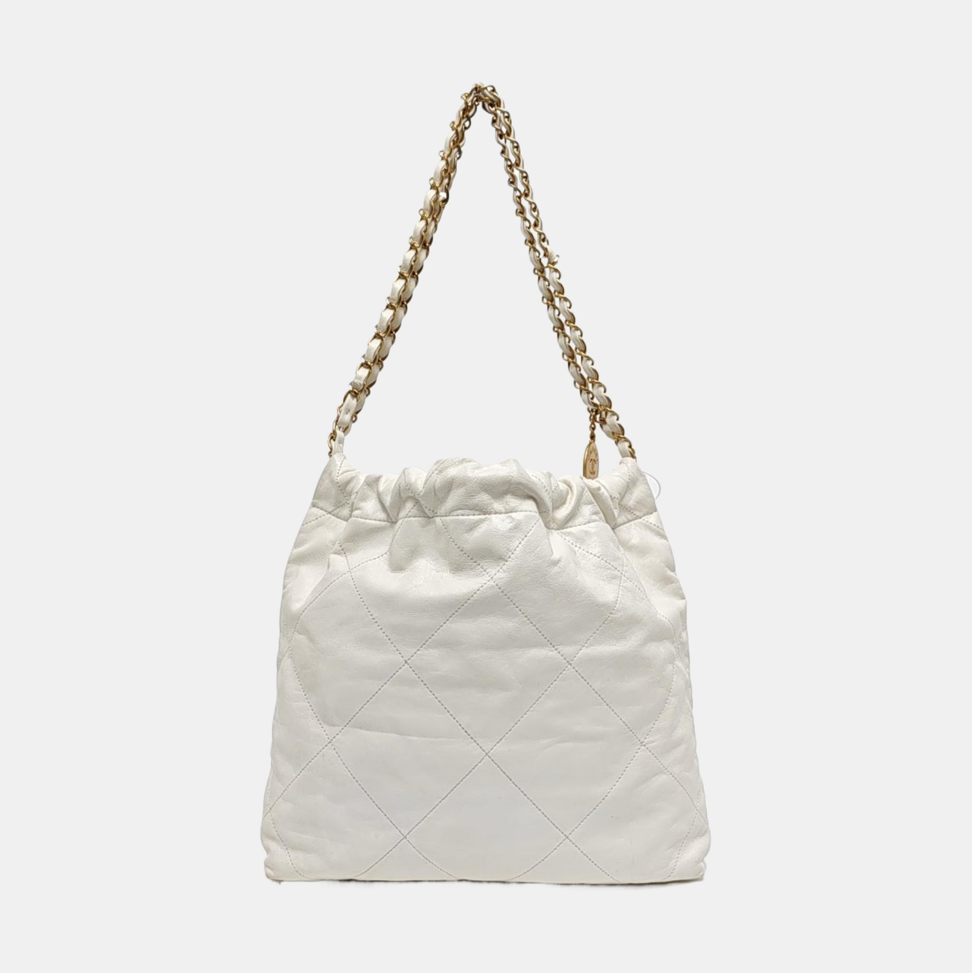 CHANEL 22 Small Quilted Calfskin White