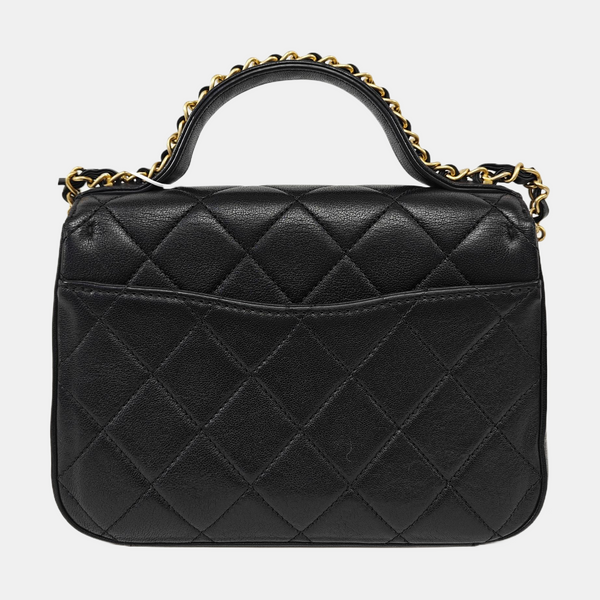 CHAIN INFINITY TOP HANDLE Quilted Lambskin Black
