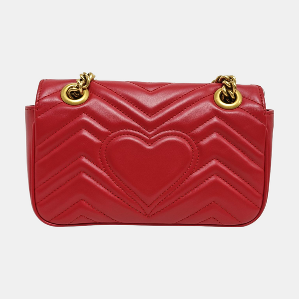 GG Marmont Small Quilted Calfskin Red