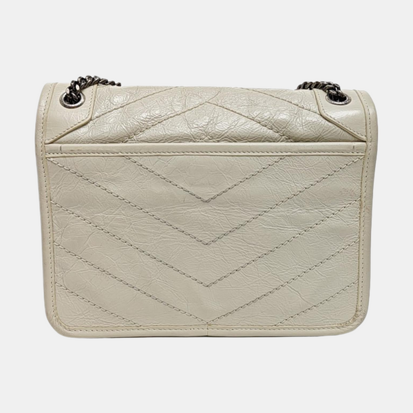 NIKI Small Chevron Calfskin White