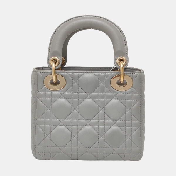 Lady Dior Mini Cannage Lambskin Gray
