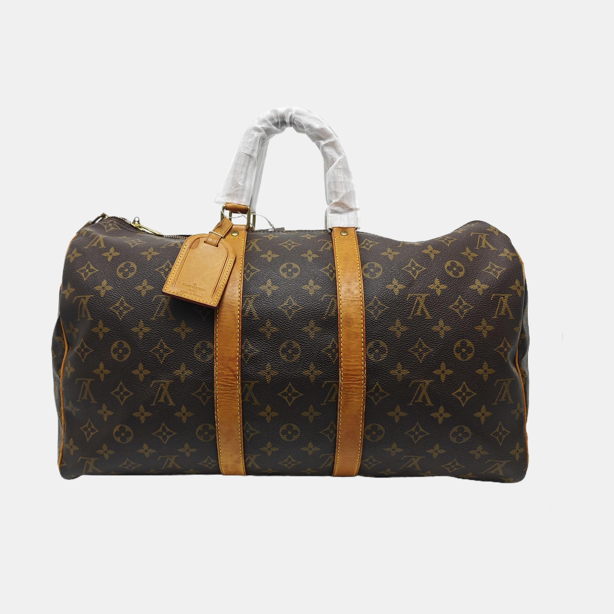 KEEPALL 45 Monogram Coated Canvas Brown