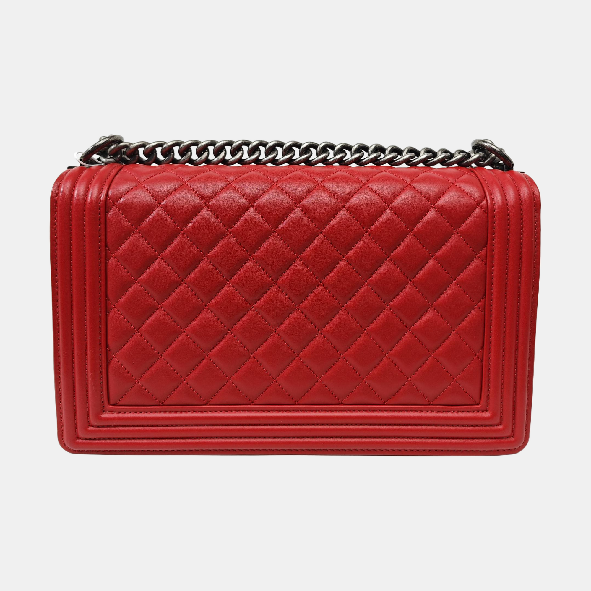 BOY CHANEL Large Quilted Calfskin Red