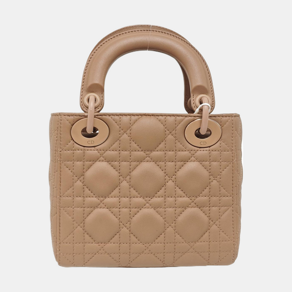 Lady Dior Mini Cannage Calfskin Beige