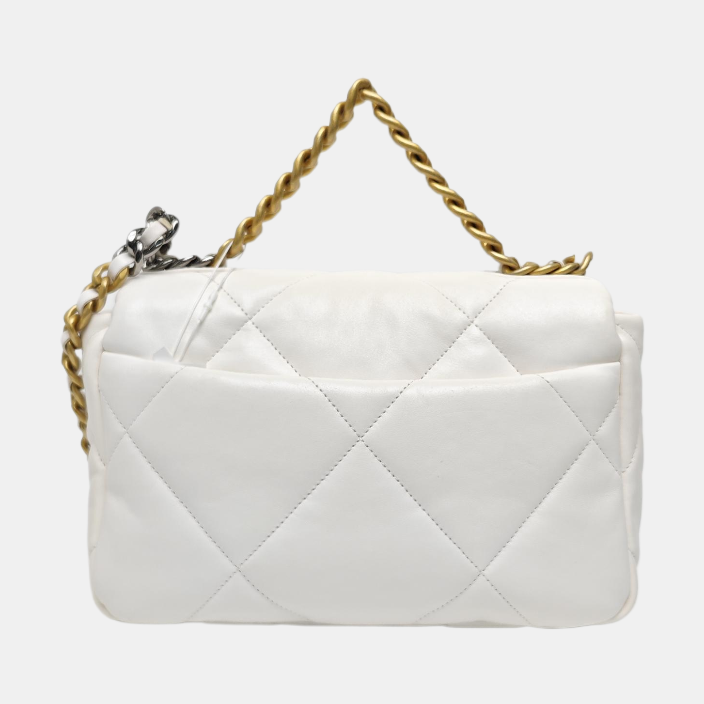 CHANEL 19 Small Quilted Lambskin White
