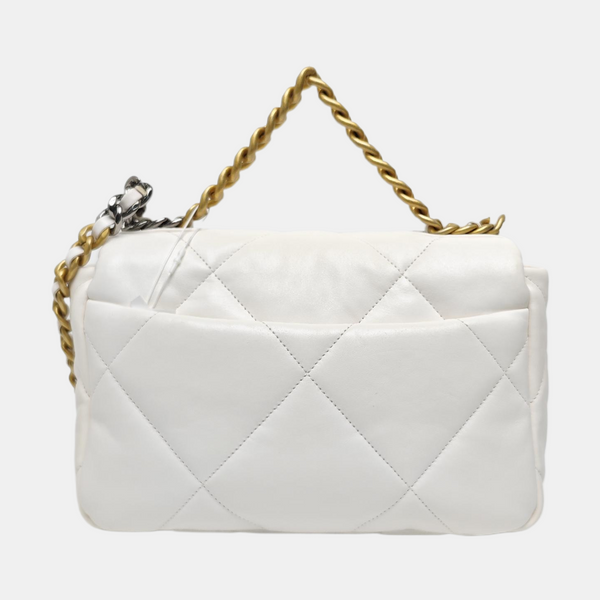 CHANEL 19 Small Quilted Lambskin White