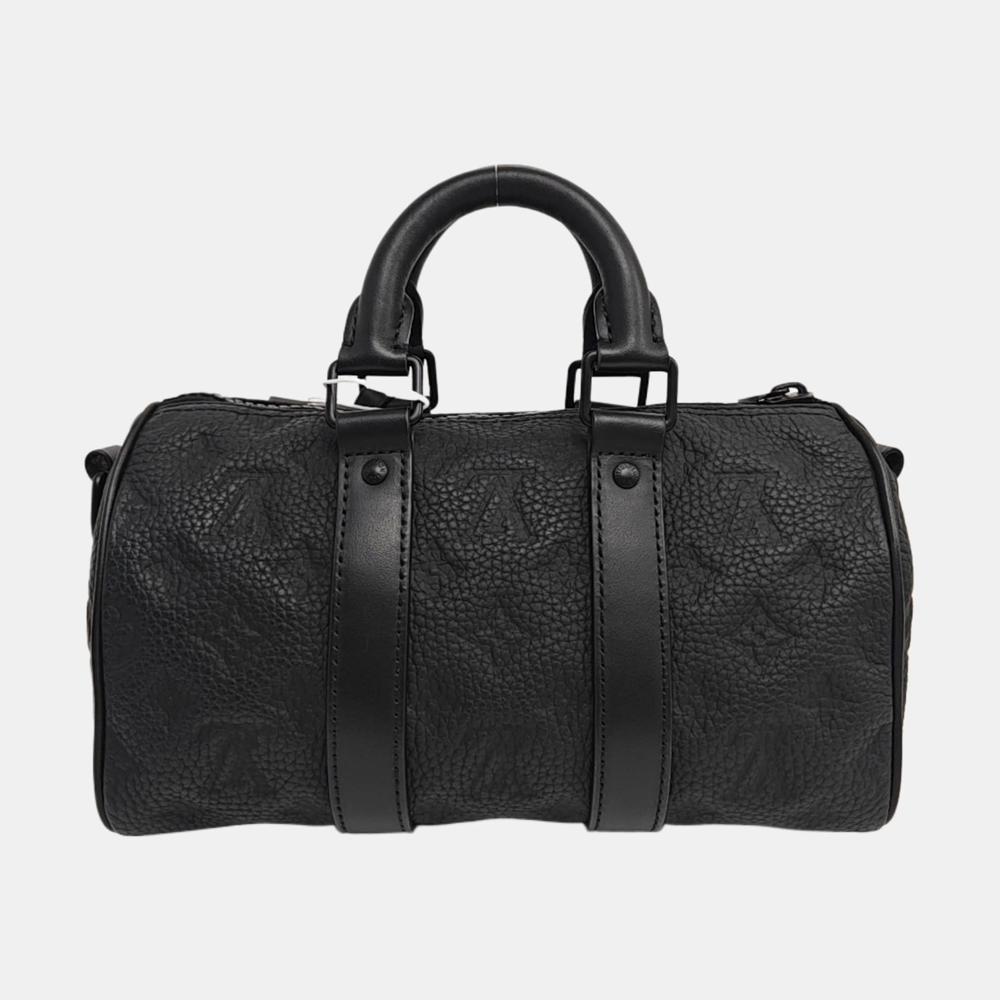 KEEPALL 25 Monogram Calfskin Black