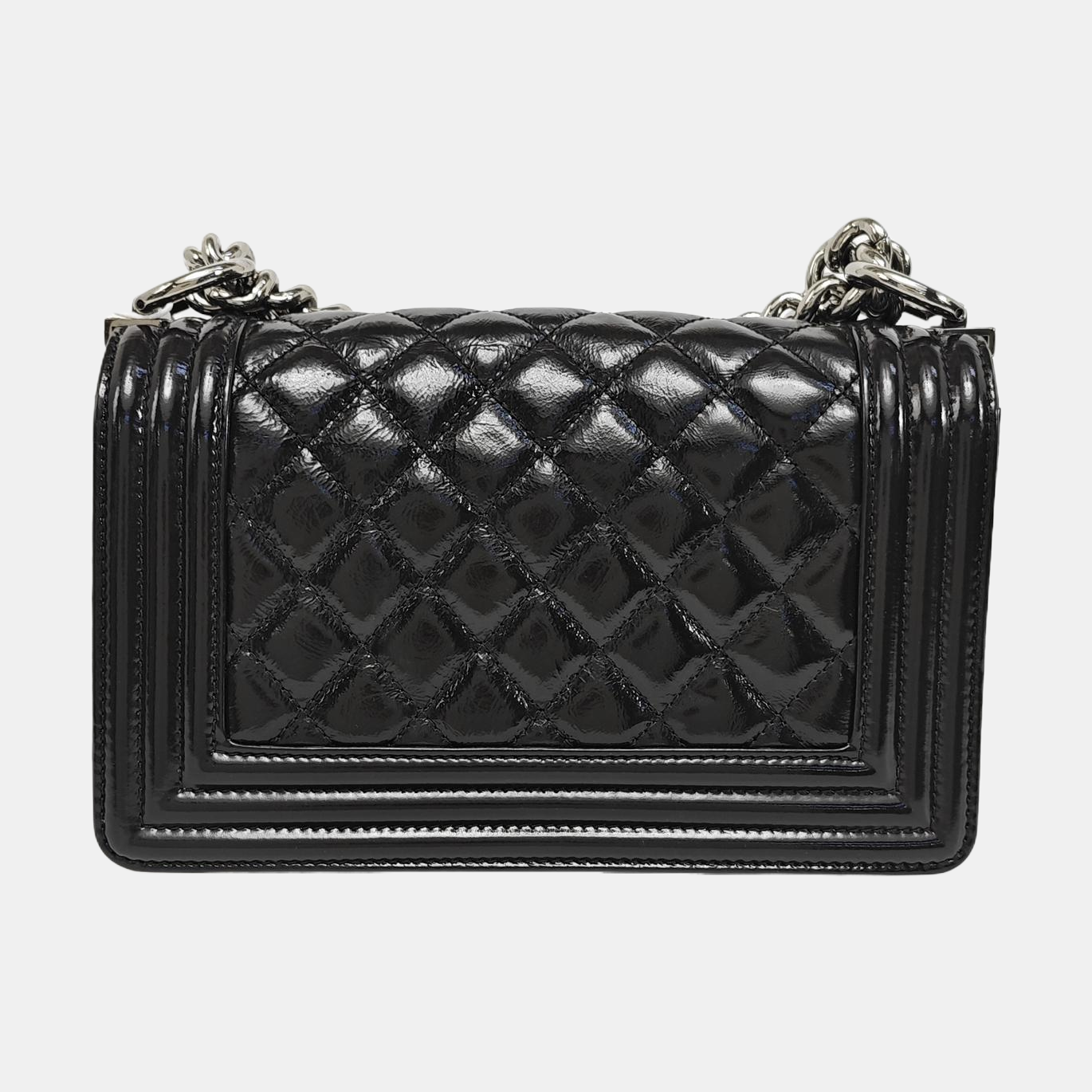 BOY CHANEL Small Quilted Patent Leather Black