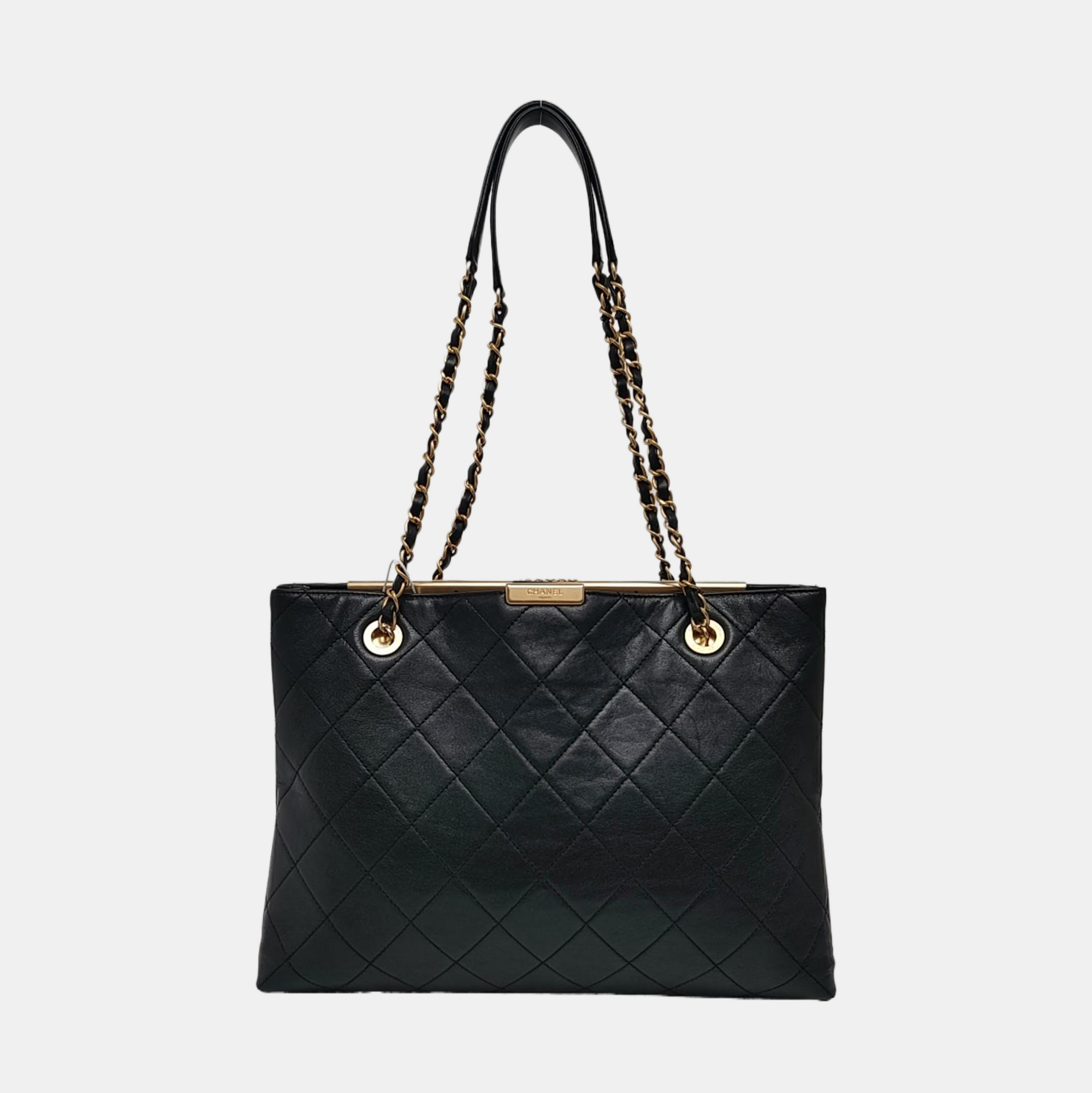 Large Quilted Lambskin Black