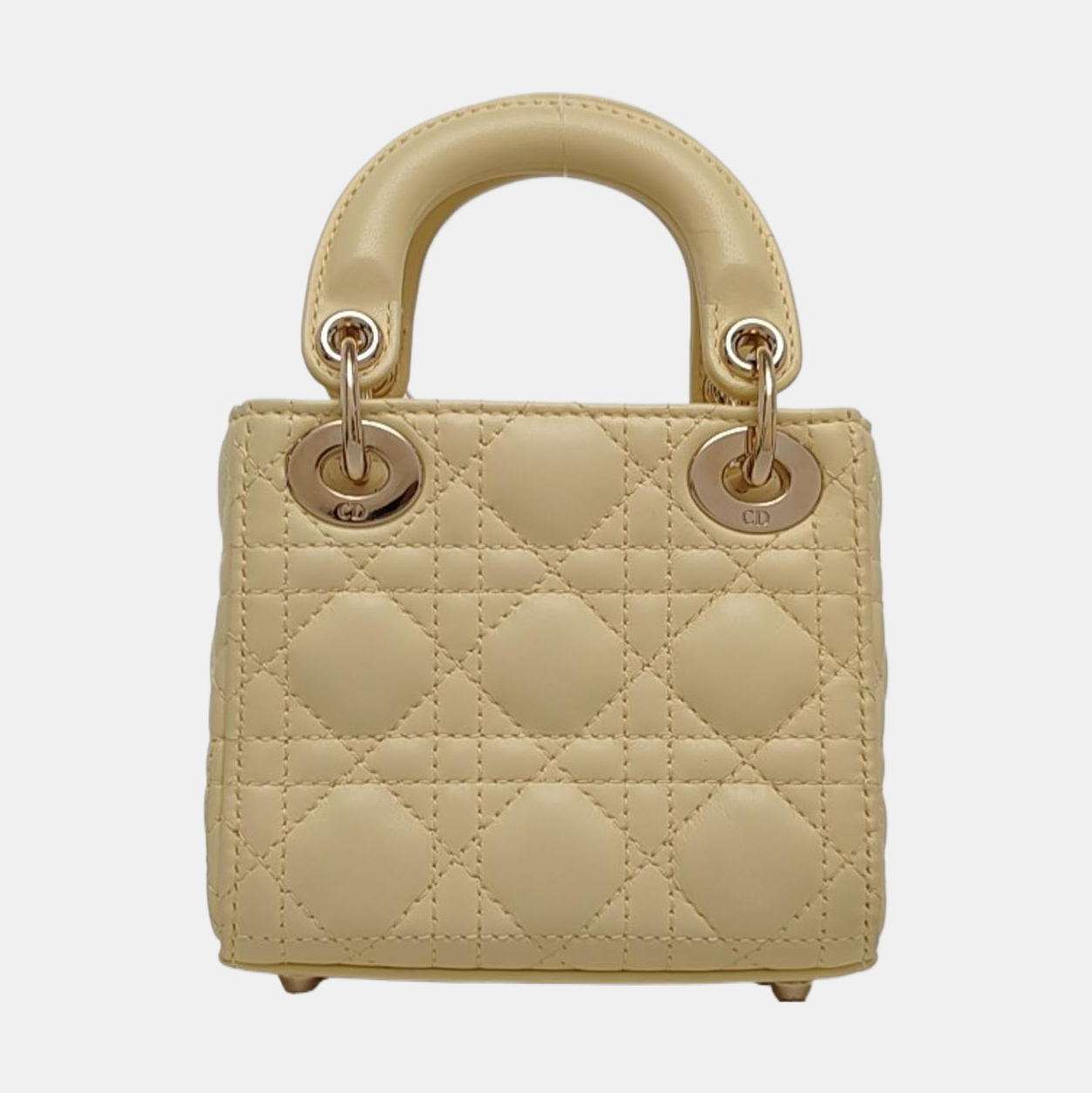 Lady Dior Super Mini Piel de Cordero Acolchada Amarilla