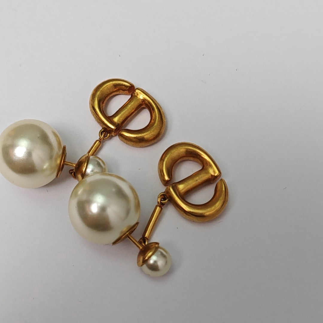 Dior Tribales Metal White Stud Earrings