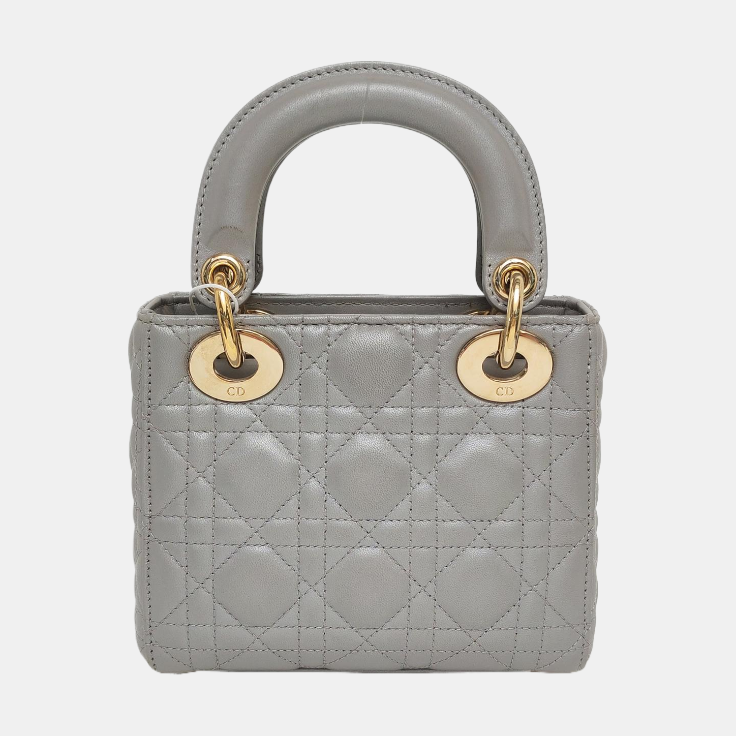 Lady Dior Mini Cannage Lambskin Gray