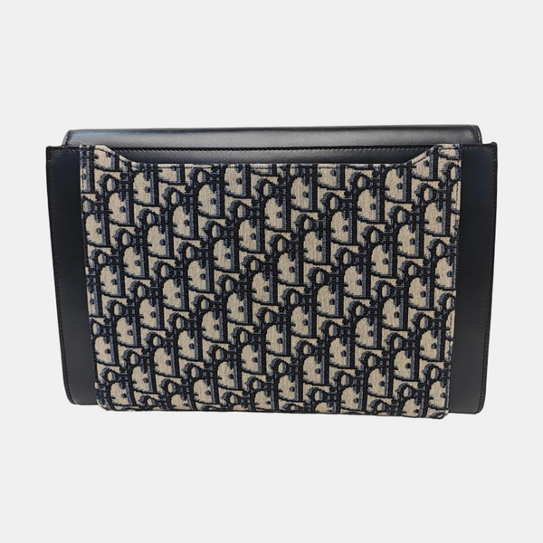 Oblique Canvas Clutch Blue