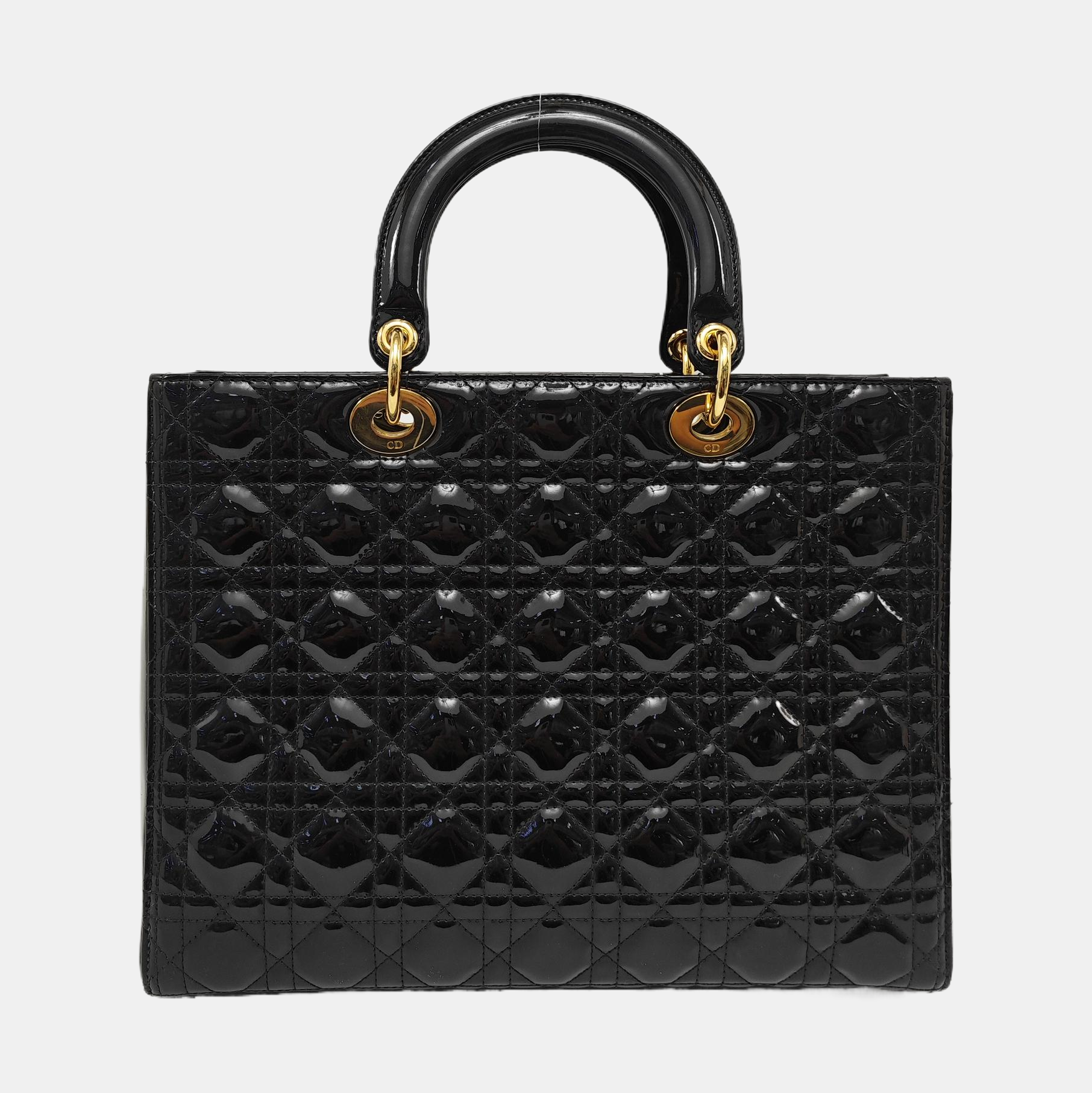 Lady Dior Large Patent Leather Black