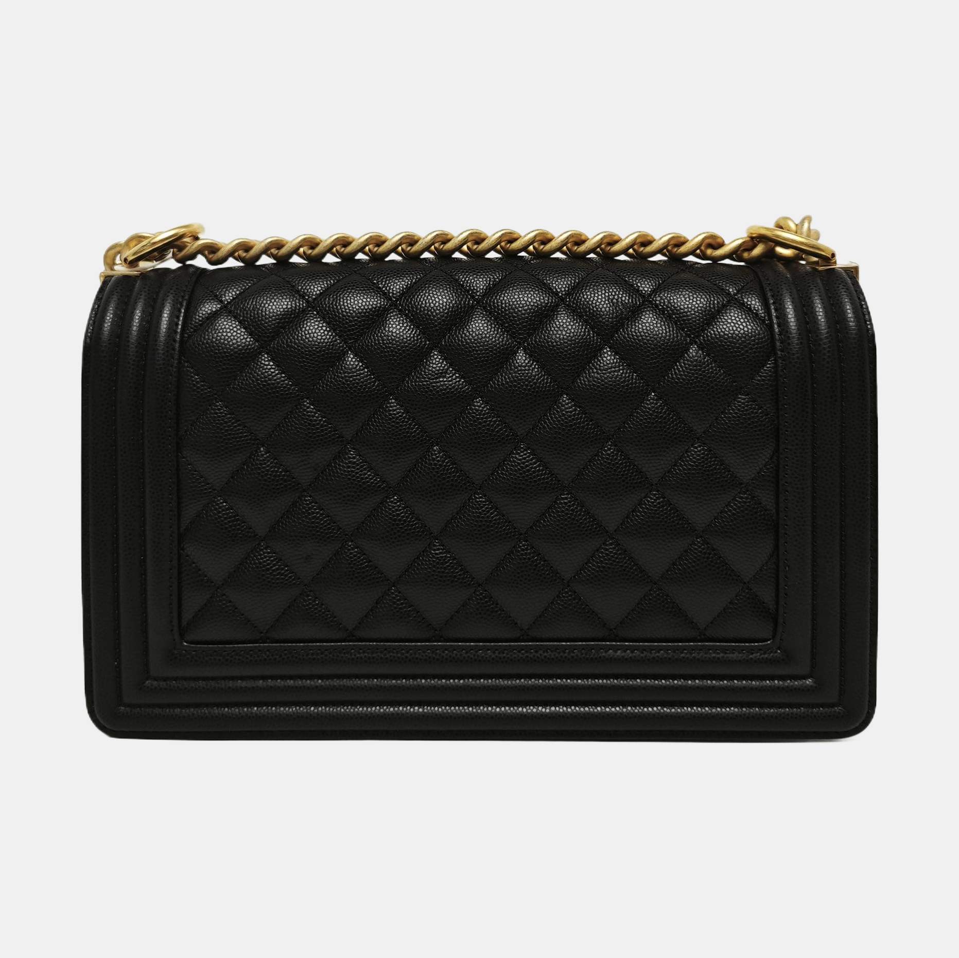 BOY CHANEL Medium Quilted Grained Calfskin Black