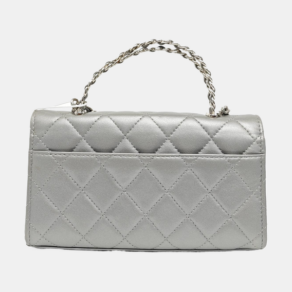 Quilted Lambskin Shoulder Bag Silver