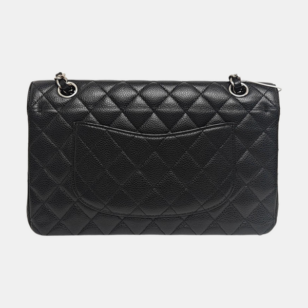CLASSIC FLAP Medium Quilted Grained Calfskin Black