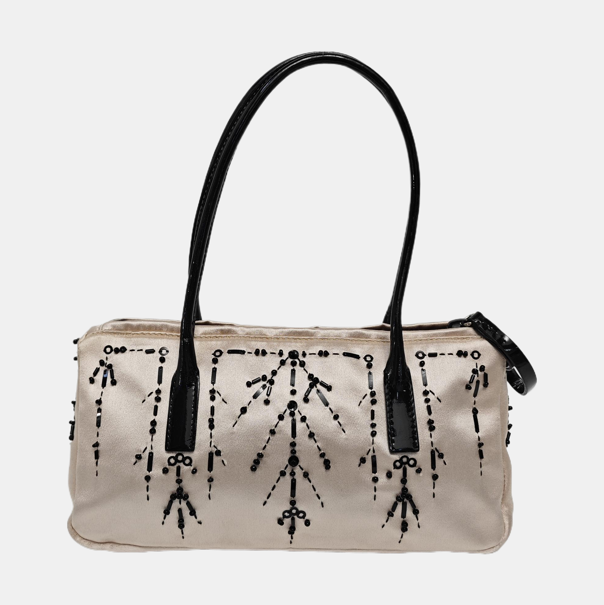 Silk Satin Top Handle Bag Beige