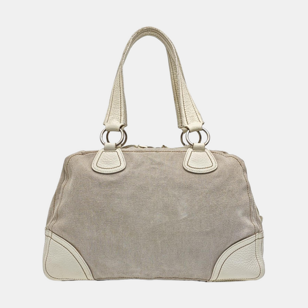 Canvas Top Handle Bag Beige