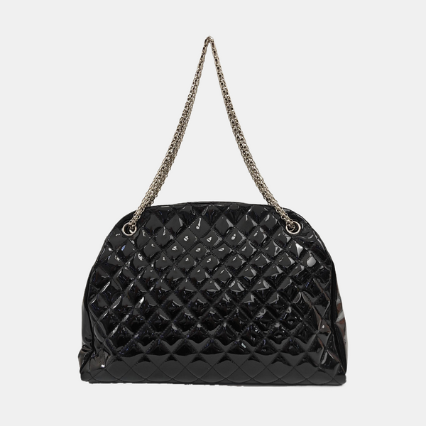JUST MADEMOISELLE Large Quilted Patent Leather Black