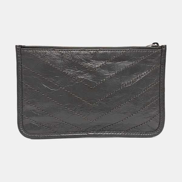 Authenticated pre-owned  CASSANDRE Chevron, Quilted Calfskin Gray - Clutch at Looply