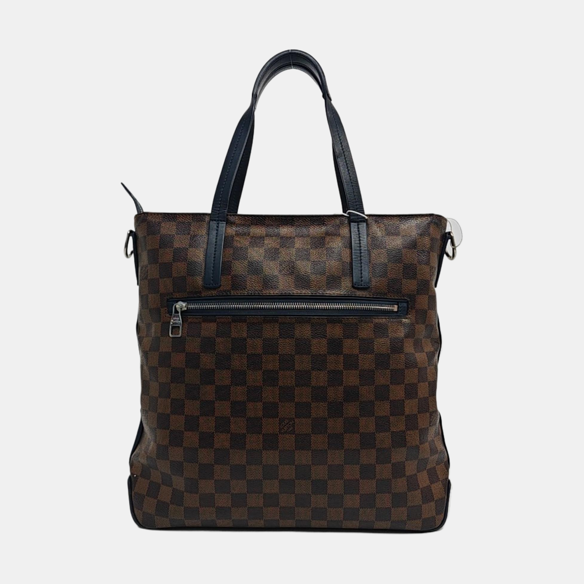 Damier Ebene Coated Canvas Tote Bag Brown