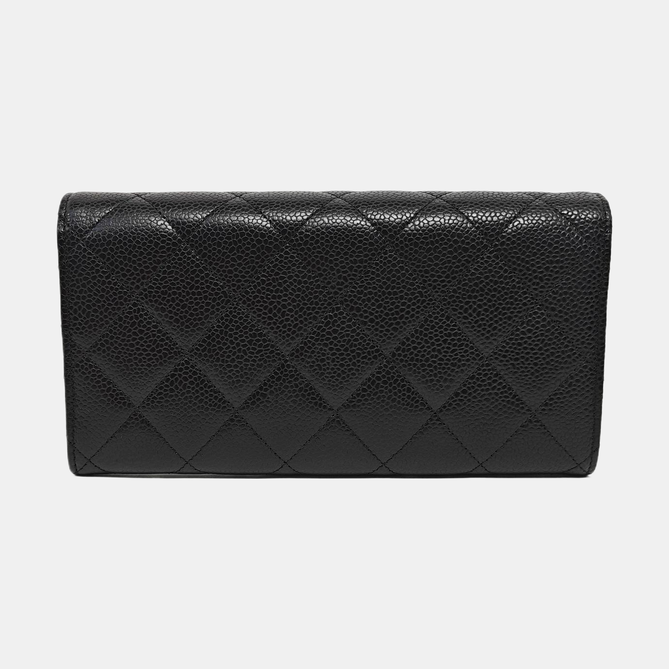 Quilted Grained Calfskin Wallet Black