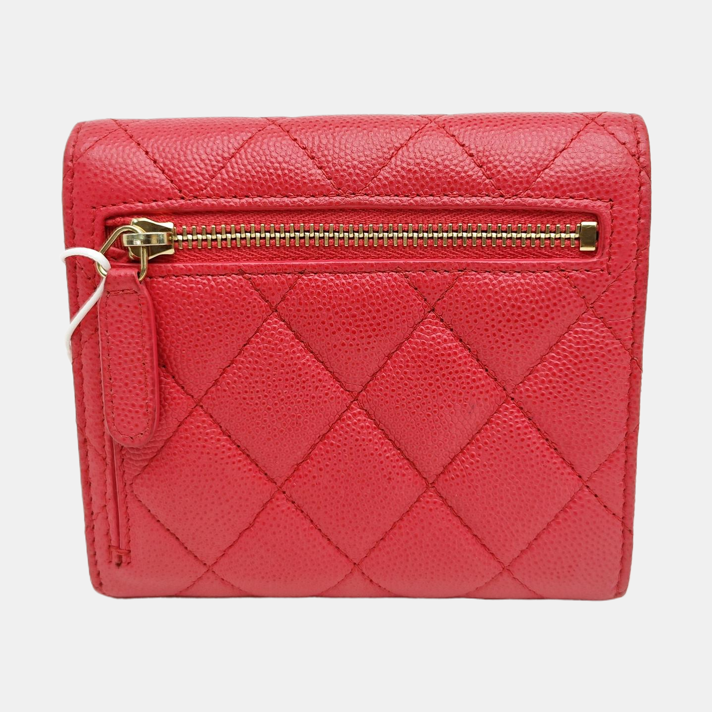 Quilted Grained Calfskin Wallet Small Red